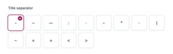 Screenshot showing the title separator symbols you can choose from in the site basics settings in yoast seo