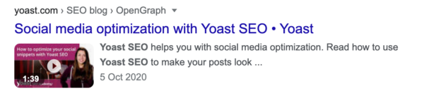 example of a Yoast video in the search results